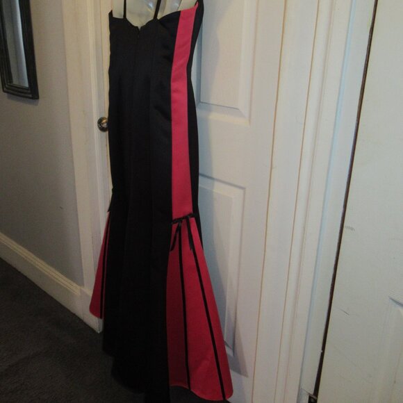 Gunne Sax Trumpet Dress Mermaid Gown Rose Red Black 5/6 Jessica McClintock Bows - Picture 8 of 16